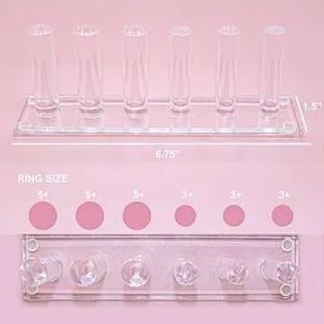 FROG SAC 6 Rod Ring Holder Jewelry Stand, Clear Acrylic Ring Display Organizer For Girls Room, Small Cylinder Storage For Multiple Rings For Women