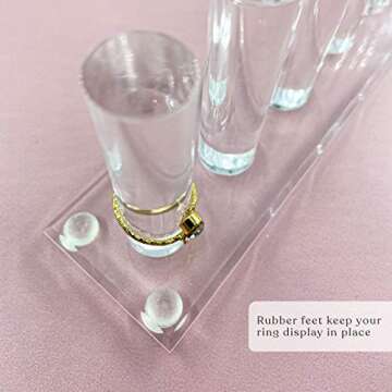 FROG SAC 6 Rod Ring Holder Jewelry Stand, Clear Acrylic Ring Display Organizer For Girls Room, Small Cylinder Storage For Multiple Rings For Women