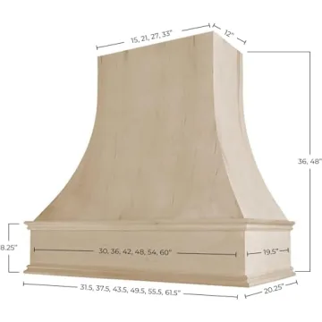 Riley & Higgs Curved Front Unfinished Range Hood Cover - Elegant Kitchen Upgrade