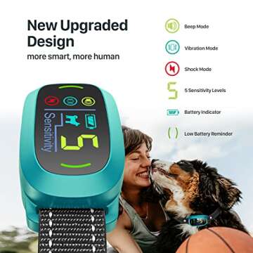 Dog Bark Collar, FAFAFROG Rechargeable Smart Collar, Anti Barking Training Collar with 5 Adjustable Sensitivity Beep Vibration Shock, Bark Collar for Large Medium Small Dogs (Clear)