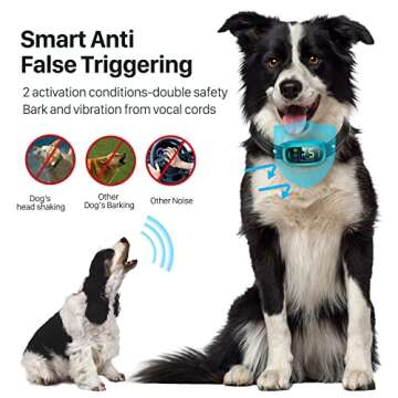Dog Bark Collar, FAFAFROG Rechargeable Smart Collar, Anti Barking Training Collar with 5 Adjustable Sensitivity Beep Vibration Shock, Bark Collar for Large Medium Small Dogs (Clear)