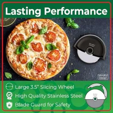 Mindful Design Pizza Cutter Wheel with Protective Blade Cover, Easy to Clean and Dishwasher Safe Handheld Pizza Slicer