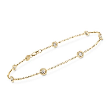 Ross-Simons 0.50 ct. t.w. Diamond Station Bracelet in 14kt Yellow Gold 7 inches