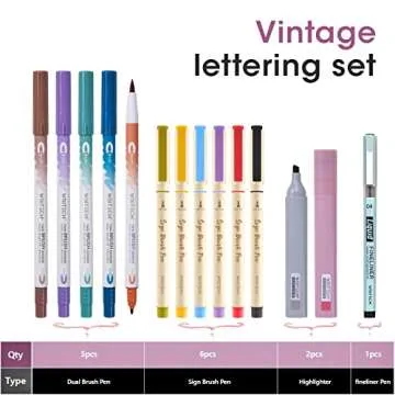 WRITECH Lettering Brush Markers Highlighters: Sign Brush Pens Assorted Color Highlighter Liquid Fineliner Pen Multicolor Ink Dual Tip Brush Marker Bulk Journaling Drawing Writing Set No Bleed 14ct