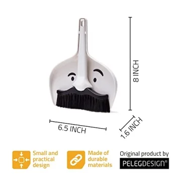 Peleg Design Dustache Mini Broom Dustpan Set Mustache Fun