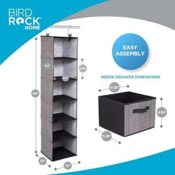 Hanging Closet Organizer with 3 Drawers and 6 Shelves