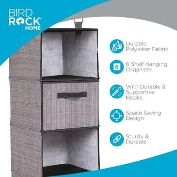 Hanging Closet Organizer with 3 Drawers and 6 Shelves