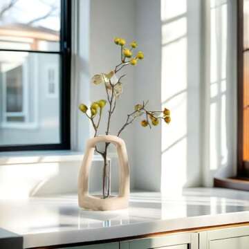 East–BrightenZF Handmade Ceramic Holder Stand for Toothbrushes, Makeup Brushes, and Pens - Minimalist Design for Bathroom Vanity and Countertops Decor (Milky White)