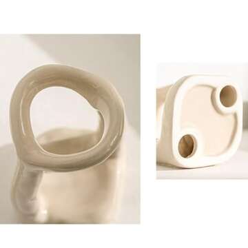 East–BrightenZF Handmade Ceramic Holder Stand for Toothbrushes, Makeup Brushes, and Pens - Minimalist Design for Bathroom Vanity and Countertops Decor (Milky White)