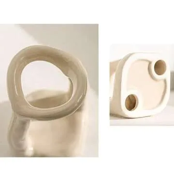 East–BrightenZF Handmade Ceramic Holder Stand for Toothbrushes, Makeup Brushes, and Pens - Minimalist Design for Bathroom Vanity and Countertops Decor (Milky White)