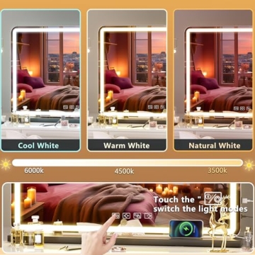 HASIPU Vanity Mirror with 3 Lighting Modes and Bluetooth