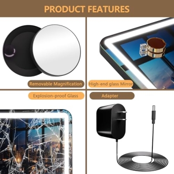 HASIPU Vanity Mirror with 3 Lighting Modes and Bluetooth