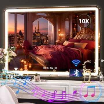 HASIPU Vanity Mirror with 3 Lighting Modes and Bluetooth