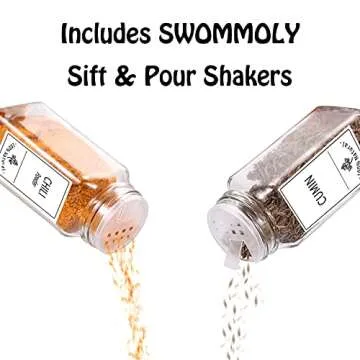 SWOMMOLY Spice Jar Set with 25 Glass Jars and Labels