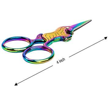 SINGER 4 Inch Forged Embroidery Scissors for Sewing, Cross-Stitching, Crafts, & More (Gold Stork & Spectrum Finish Unicorn Designs, 2-Pack)