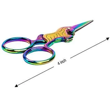 SINGER 4 Inch Forged Embroidery Scissors for Sewing, Cross-Stitching, Crafts, & More (Gold Stork & Spectrum Finish Unicorn Designs, 2-Pack)