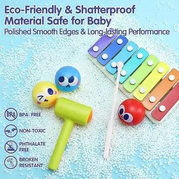 HOLA Toys for 1 Year Old Boy Birthday Gift, 4 in 1 Musical Pounding Xylophone Baby Toys 6-12-18 Months, Montessori Learning Toys for Toddlers 1-3, Early Educational Easter Basket Stuffers