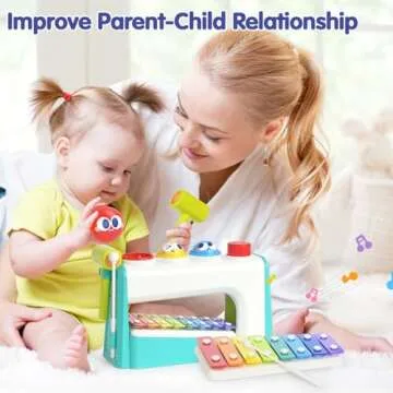 HOLA Toys for 1 Year Old Boy Birthday Gift, 4 in 1 Musical Pounding Xylophone Baby Toys 6-12-18 Months, Montessori Learning Toys for Toddlers 1-3, Early Educational Easter Basket Stuffers