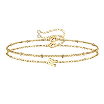 Dainty Gold Initial Bracelets for Women and Girls - Beautiful Adjustable Jewelry