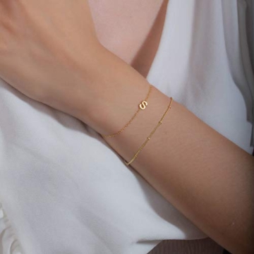 Elegant Dainty Gold Initial Bracelets for Women and Girls
