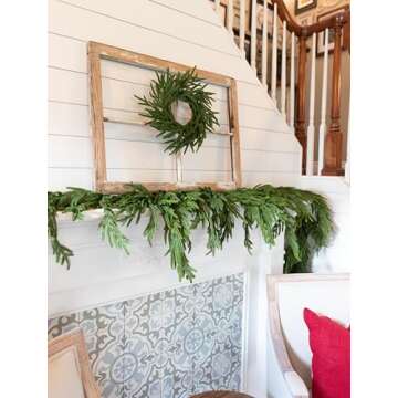 Vita Domi 72" Real Touch Norfolk Pine Garland, Hanging 6ft Christmas Garland for Mantle, Faux Cedar ...