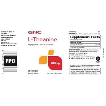 GNC L-Theanine 200mg - 60 Capsules | 60 Servings