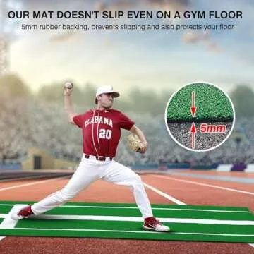 AMSOAN Softball Pitching Mat 10' x 3' Durable Antislip