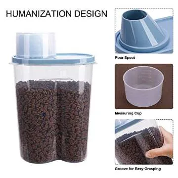 GreenJoy 2 Pack Pet Food Storage Containers with Measuring Cups