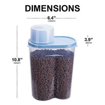 GreenJoy 2 Pack 2lb/2.5L Pet Food Storage Container with Measuring Cup, Can Covers and Bowl for Small Dog, Cat, Waterproof-BPA Free