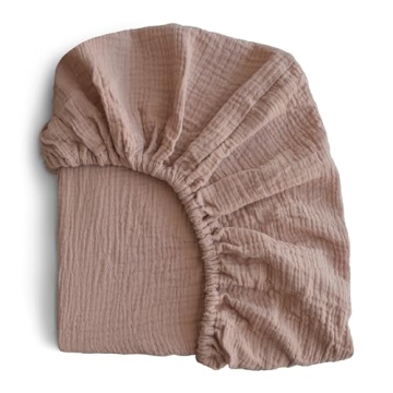 mushie Extra Soft Muslin Fitted Crib Sheet | 192 Thread Count | 28"x 52"(Natural)