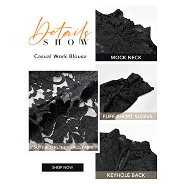 DOROSE Women Cute Lace Blouse - Elegant Short Sleeve Top