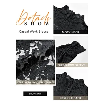 DOROSE Women Cute Lace Blouse - Elegant Short Sleeve Top