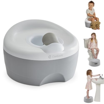 Contours Bravo 3-in-1 Potty Training Toilet Seat, Trainer and Step Stool, Easy to Clean Design with ...
