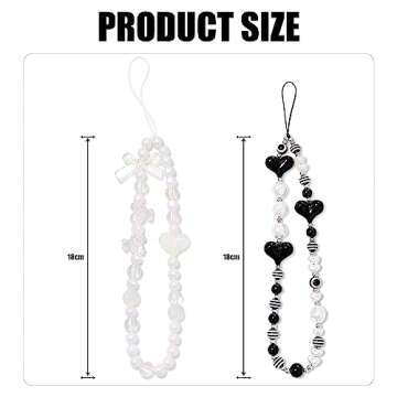 SZXYCZL 2PCS Beaded Phone Charms Y2K Dark Love Pearl Metallic Beaded and Cute Transparent Bear Pearl...