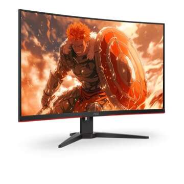 AOC C32G2ZE 32" Curved Frameless Gaming Monitor, Full HD 1920x1080, VA, 0.5ms 240Hz, AMD FreeSync Pr...
