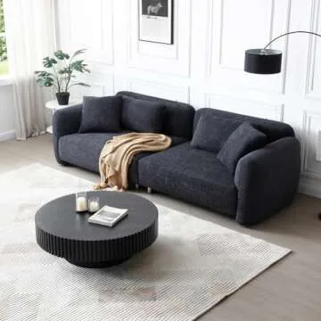 JURMALYN Black Round Coffee Table Pedestal Circle Coffee Table for Living Room Contemporary Fluted Coffee Table for Apartment Easy Assembly ø31.49'', Black