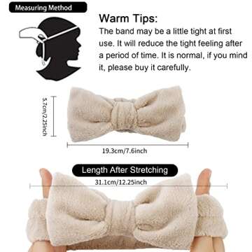 WHAVEL 6 Pack Spa Makeup and Facial Microfiber Bow Headbands - Fluffy Hair Bands for Skincare and Face Washing (Type 16)