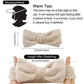 WHAVEL 6 Pack Spa Makeup and Facial Microfiber Bow Headbands - Fluffy Hair Bands for Skincare and Face Washing (Type 16)