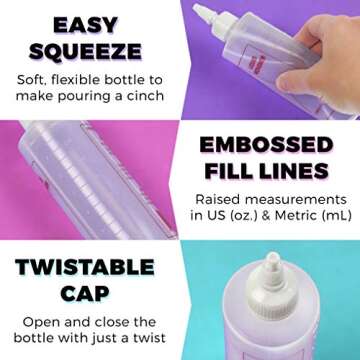 Empty Bottle for Liquid Monomer Twist Top Applicator Squeeze Bottle with Measurements 8oz By Alpree