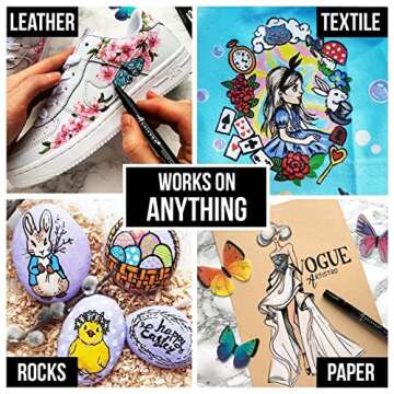 ARTISTRO 5 White Acrylic Paint Pens Extra Fine Tip and 5 Black Acrylic Paint Markers Extra Fine Tip, Bundle for Rock Painting, Wood, Fabric, Card, Paper, Photo Album, Ceramic & Glass