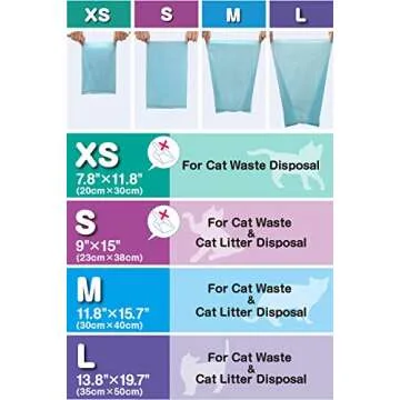 BOS Amazing Odor Sealing Cat Waste Bags - Durable and Unscented [Size: S, Color: light blue] (90 count, Pack of 1) (90 Bags)★May be too small to get a litter scoop inside!
