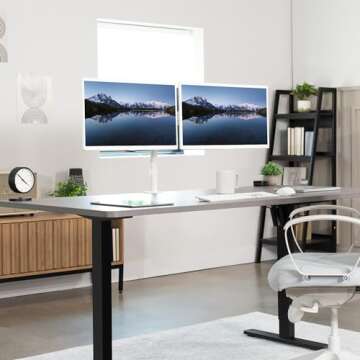 VIVO 17 to 32 inch Dual Pneumatic Monitor Mount, 2 Pneumatic Arms, Adjustable Swivel, Rotation, Heav...