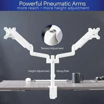 VIVO Dual Pneumatic Monitor Mount for 17 to 32 inch Displays