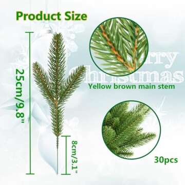 Elyjhyy 30pcs Artificial Pine Branches Green Plants Pine Needles DIY Accessories for Garland Wreath Christmas and Home Garden Decor