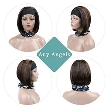 GOWIT Short Headband Wig 10 Inch Bob Headband Wigs for Black Women Glueless Half Wigs Heat Resistant Synthetic Headband Wig for Cosplay Party Daily Use(10",HL6/30/27)