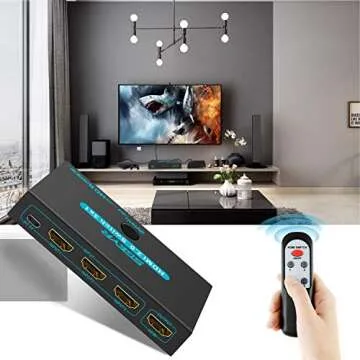 SGEYR HDMI 2.0 Switch Splitter 3 Port 4K HDMI Switcher 3 in 1 Out HDMI Switches Selector Box with IR Remote IR Remote Control Support HDCP 2.2 Support 4K@60Hz Ultra HD 3D 2160P 1080P