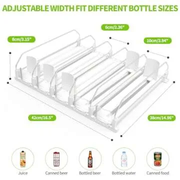 Drink Organizer for Fridge, Upgraded Soda Can Dispenser for Refrigerator with Fixed Clip, Automatic Fridge Drink Dispenser Holds up to 25 Cans, 5 Row