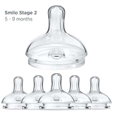 Smilo Anti-Colic Bottle Nipple, Medium Flow 5M+, 6-Pack