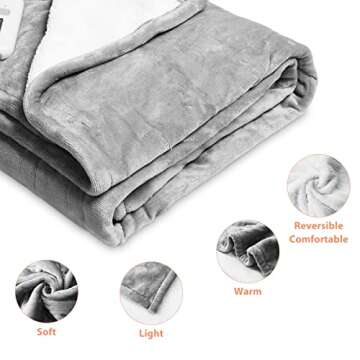 Lukasa Electric Throw Reversible Sherpa/Fleece Heated Blanket, Machine Washable,ETL Certified,5 Setting Levels 4 Hours Auto-Off, 50" x 60" (Gray)