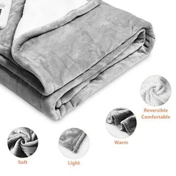 Lukasa Electric Throw Reversible Sherpa/Fleece Heated Blanket, Machine Washable,ETL Certified,5 Setting Levels 4 Hours Auto-Off, 50" x 60" (Gray)
